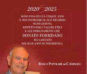 Cinque anni senza Donato Formisano, figura emblematica della Banca Popolare del Cassinate