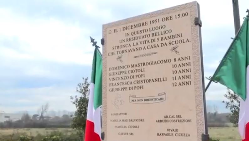 Monumento dedicato alla tragedia di Callami, memoria viva a Ceccano