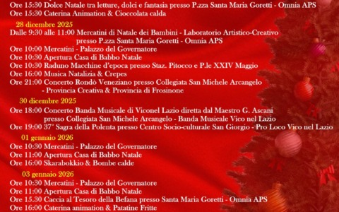 Un mese di eventi tra luci e tradizioni a Vico nel Lazio