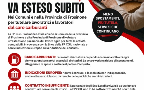 Caro carburanti, la FP CGIL chiede un’estensione dello Smart Working